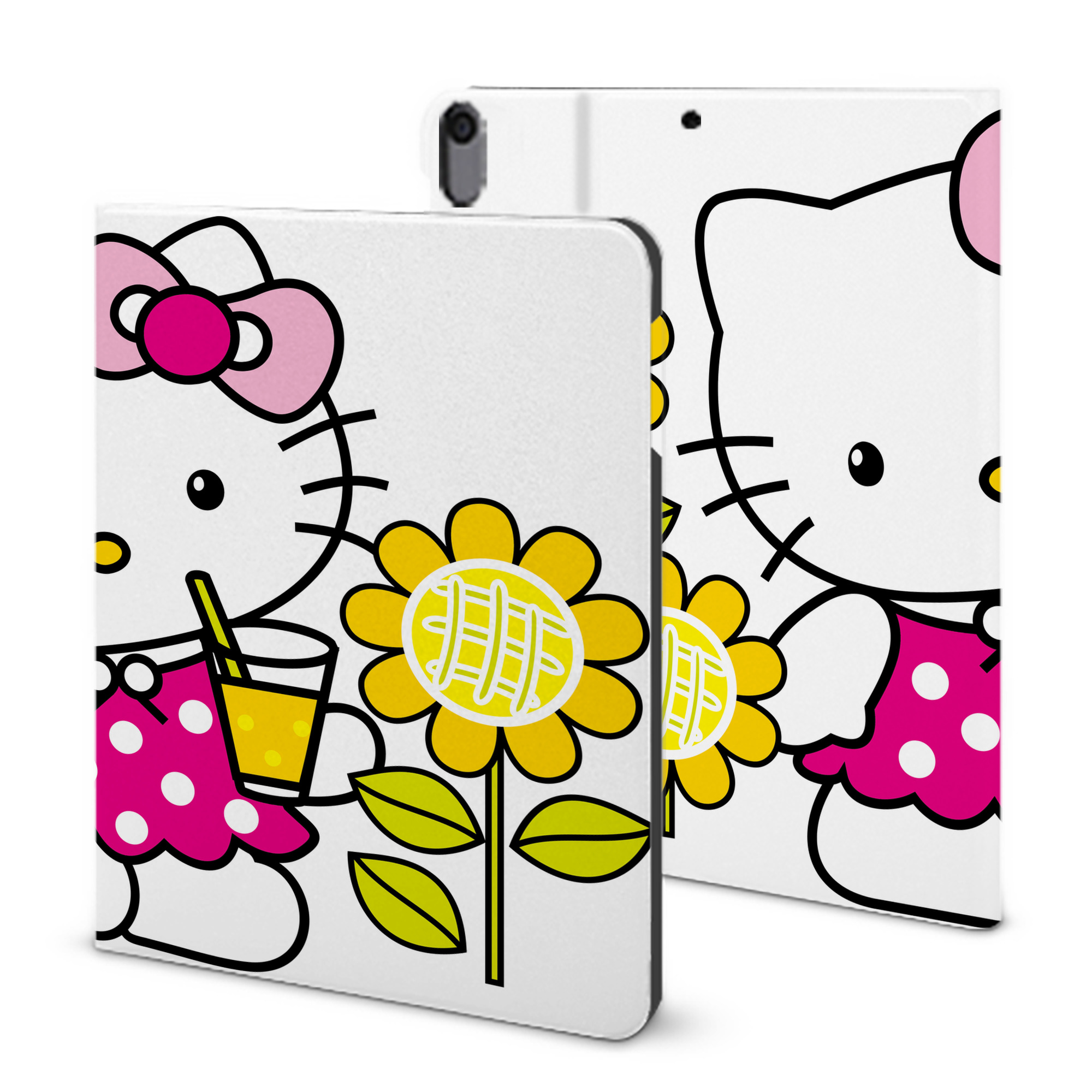 （画像用） Hello Kitty ハローキティ IPad ケース ブック型 PUレザー TPU 耐衝撃 軽量 薄型 ペン収納なし 全面保護 IPad 各モデル対応